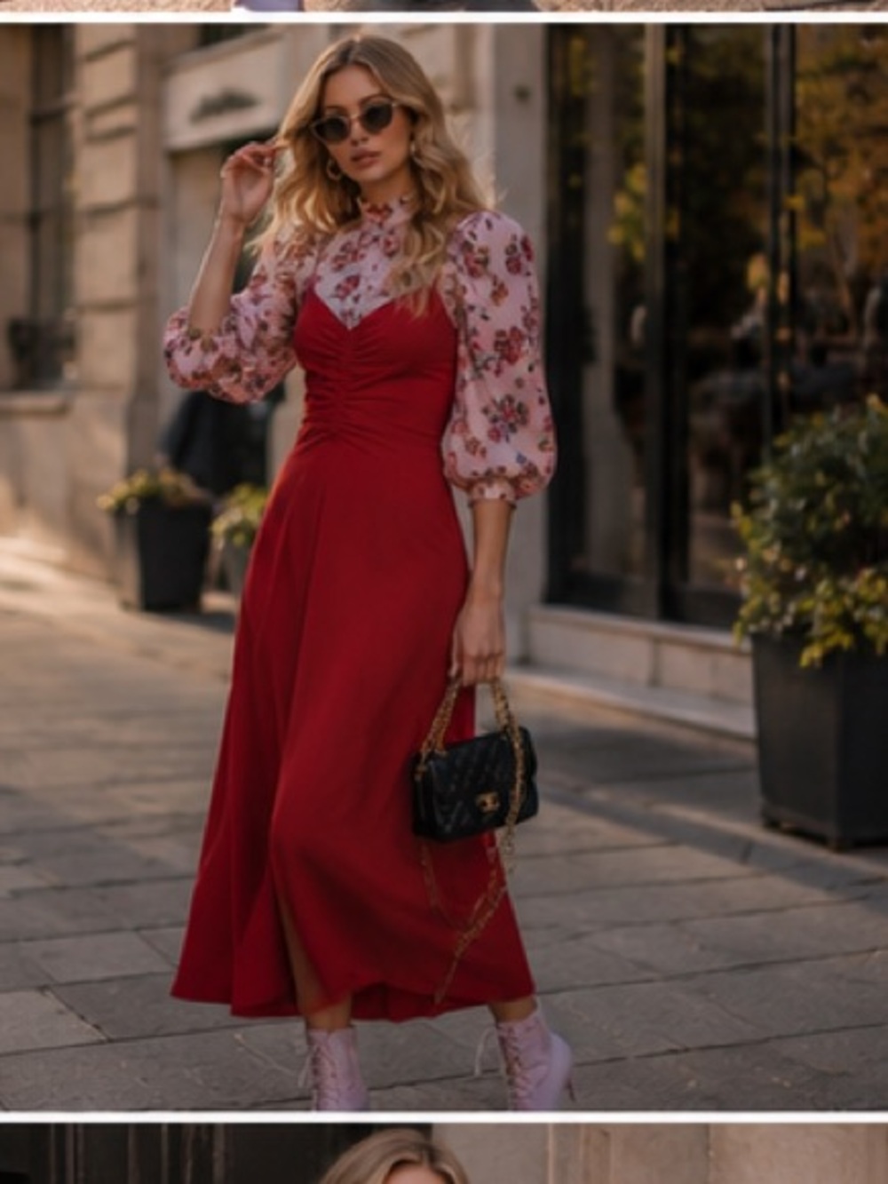 Mango Elegant Red Midi Dress